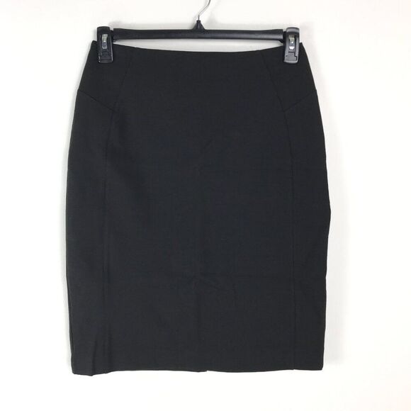 New York & Company Pencil Skirt Women's Size 6 Black Stretch Zip Pleat Career - Picture 1 of 10